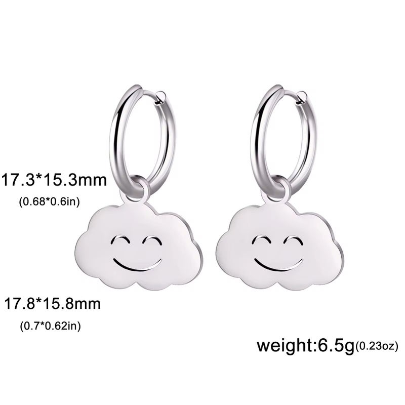 Best-Selling Fashionable Stainless Steel Love Sunflower Petals Cloud Maple Leaf Five-Pointed Star Female Earrings - Image 1